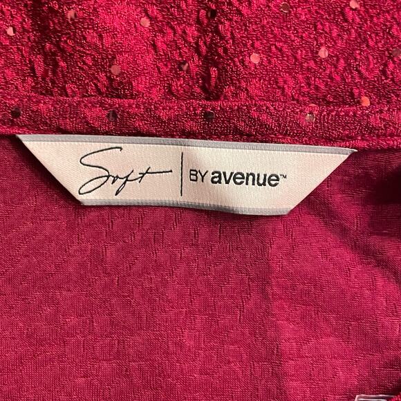 Soft By‎ Avenue Cardigan Red Single Button Sequins Shimmer Long Sleeve Sz 26/28 - Picture 3 of 9